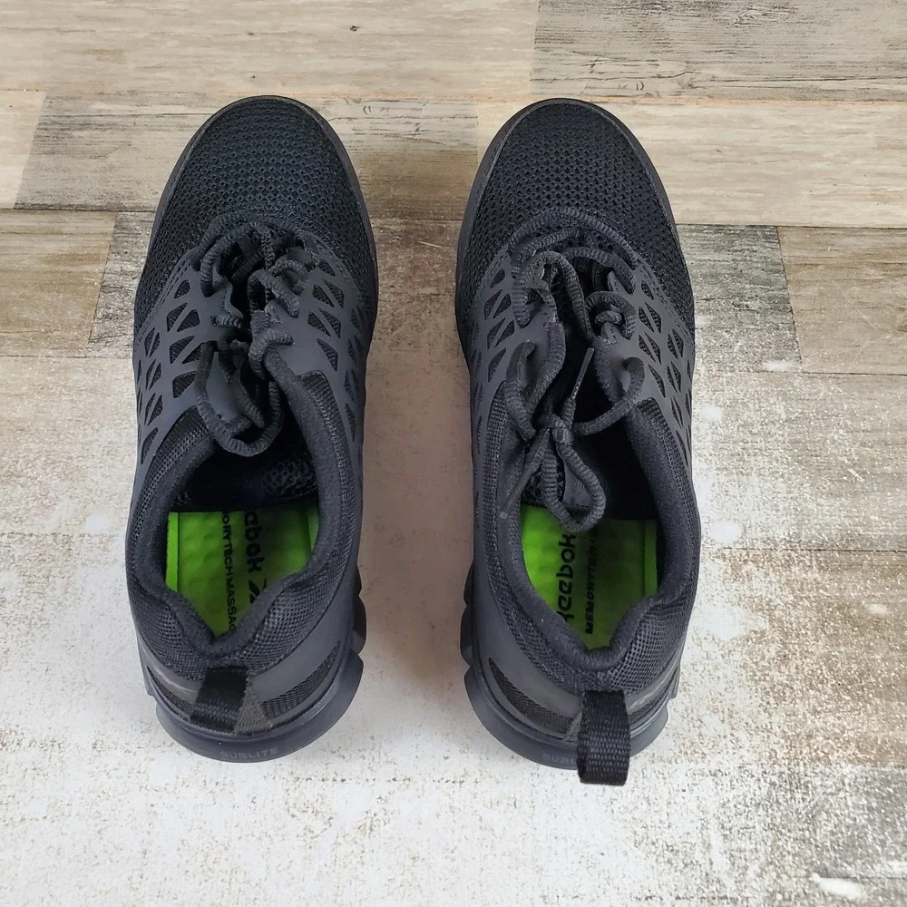 Reebok Sublite Cushion Work Shoes Mens 8 / Womens Sz 10 Black Alloy Toe Sneakers